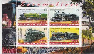 Republic / Republique du Burundi 2011 - Train Trains Transport Railway Locomotives Stamps MNH (7)