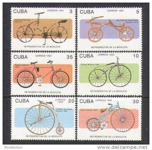 CUBA 1993 Bicycle Bicycles Bike Bikes Cycling Transport Stamps MNH Scott 3493-3498