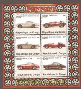 Congo 2007 Ferrari Racing Sports Car Motor Cars Automobile Transport Stamps MNH (1) perforated