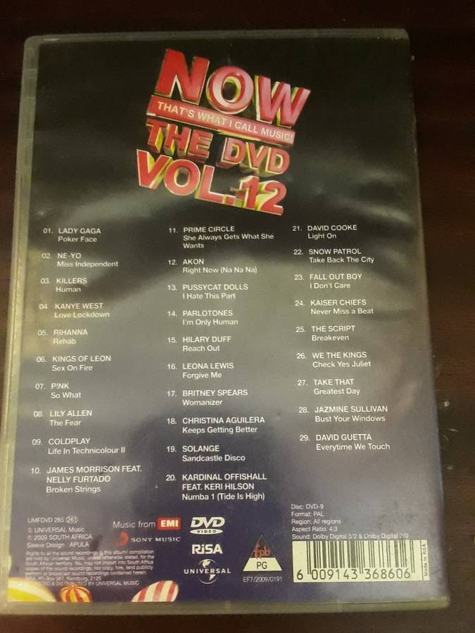 Music DVD - Now that`s what I call music vol 12  dvd