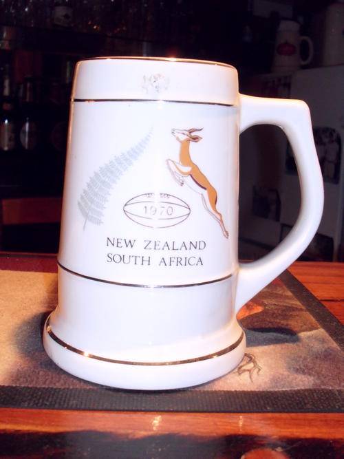 1970 Rugby Beer mug. South Africa vs New Zealand