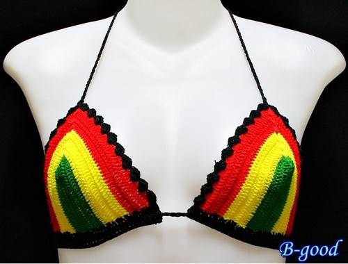 100% Handmade Crochet Ties Rasta Top Bikini Size S