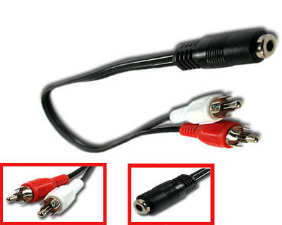 Stereo Female Jack 2 Male RCA Adapter, 3.5mm 1/8