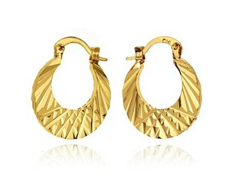 Unique 18ct Gold GP Hoop Earrings