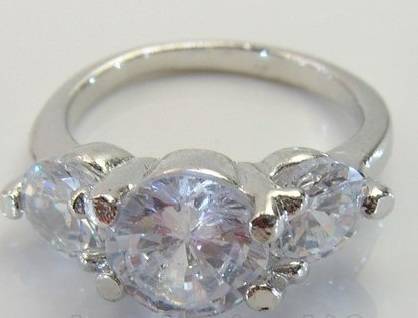 10ct WGF with 6.50ct Sapphire Cubic Zirconia Ring - Size 6 (Not Gold Plated)