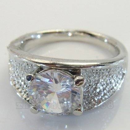 HOT! 10ct WGF With 5.10ct Clear Sapphire Cubic Zirconia Ring, Size 6 (Not Gold Plated)