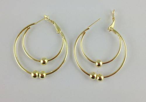 9ct GP Double Hoop Earrings Bead / Ball