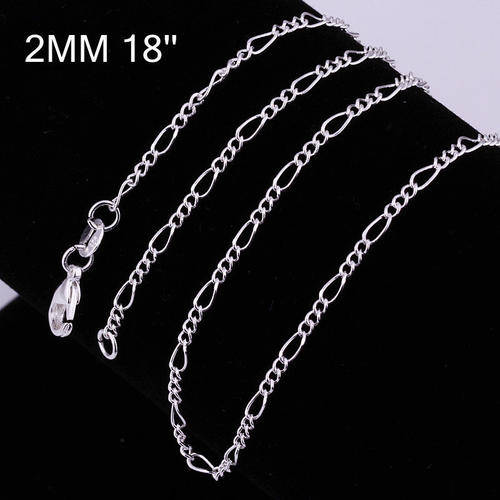 Beautiful Ladies! Sterling Silver 925 Stamped Figaro Chain - 2mm x 457mm
