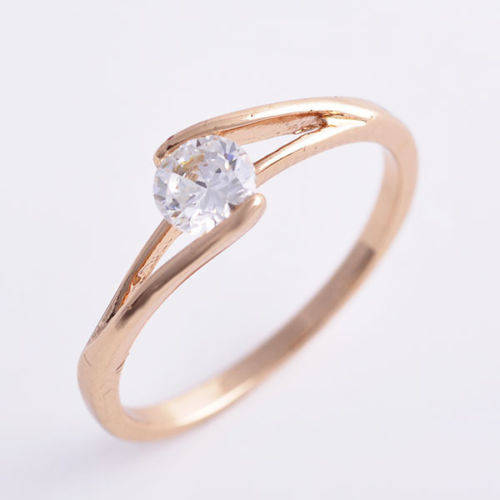 BEAUTIFUL! 9ct Rose Gold Filled Ring With Cubic Zirconia Stone - Size L 1/2 (NOT Fusion Or Plated)!