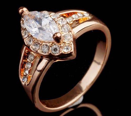 UNIQUE!9ct Rose Gold Filled Ring With Cubic Zirconia Stones - Size R 1/2 (9) (NOT Fusion or Plated)!