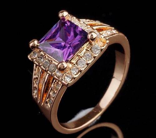 UNIQUE!9ct Rose Gold Filled Ring With Cubic Zirconia Stones - Size P 1/2 (8) (NOT Fusion or Plated)!
