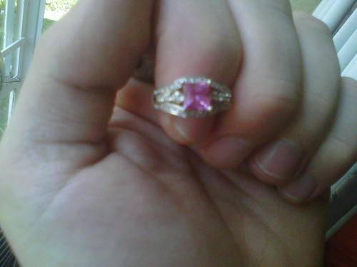 Pink Sapphire & Diamonds 9ct WHITE GOLD RING
