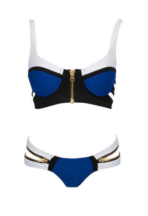 **ACTUAL IMAGES** Stunning Block Bikini Set With Zip. SIZE S and L!