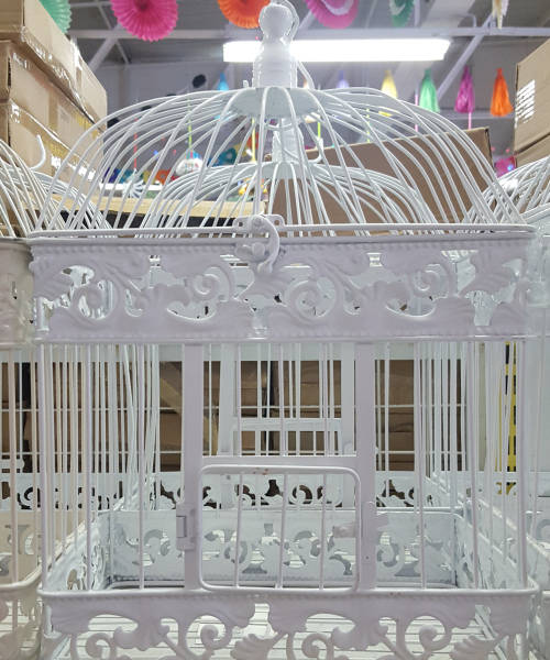 BIG Bird cage decor 27x21x41cm! White/light beige. Please read listing.