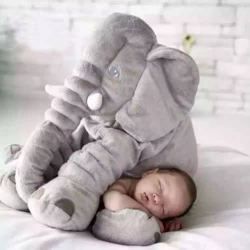 HUGE super stuffed 60cm Elephant Pillow for Baby | Grey