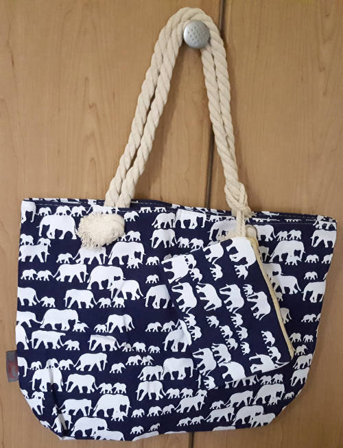 Original Cotton Road Bag- Blue elephants