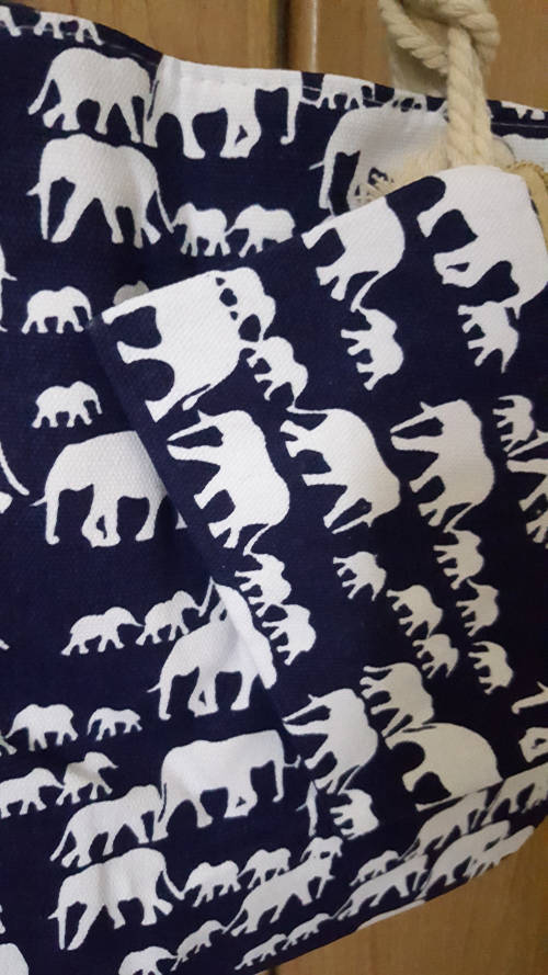 Original Cotton Road Bag- Blue elephants
