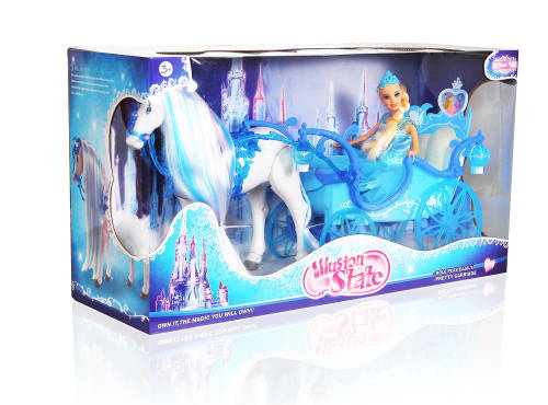 Gorgeous BIG doll with carriage set- lights and music!!. Horse can walk. PERFECT GIFT.