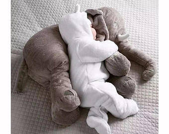 37cm Elephant Pillow for Baby | Grey