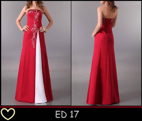 BEAUTIFUL RED AND WHITE SATIN EVENING DRESS!