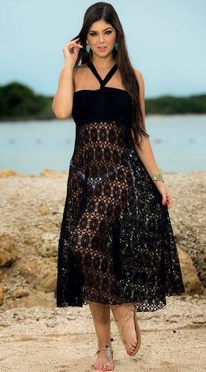 STUNNING black crochet beach cover. Size 30/32