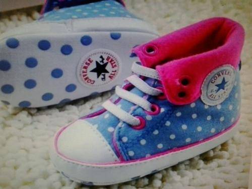 ALL STAR CONVERSE POLKA DOT Hi-TOPS ,BABY PRE WALKERS. 12-18MONTHS *New With Tags Attached*