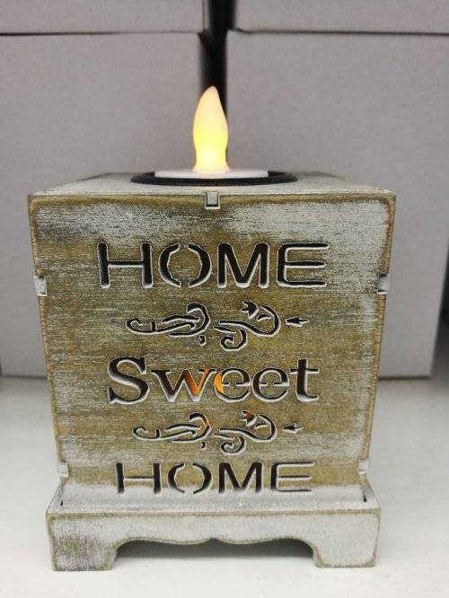 Flameless Candle  Wooden Cutout Brown 2pcs LED Stand Gallery of Light Accent R45 EACH *6 UNITS