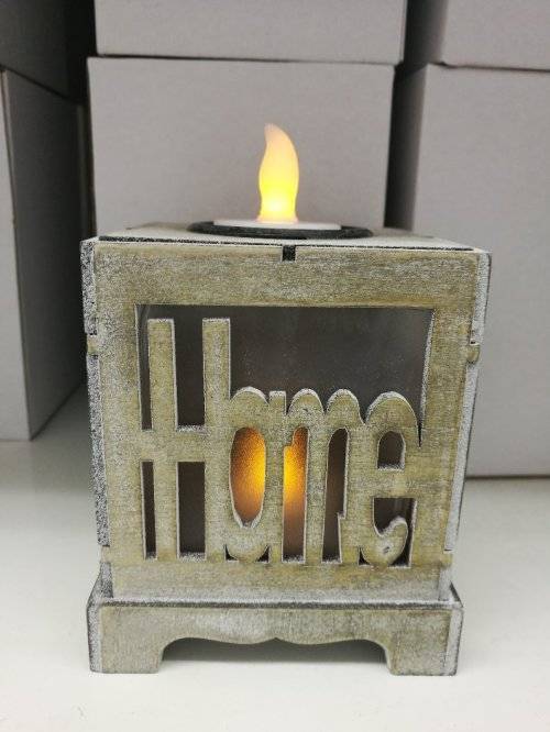 Flameless Candle  Wooden Cutout Brown 2pcs LED Stand Gallery of Light Accent R45 EACH *6 UNITS