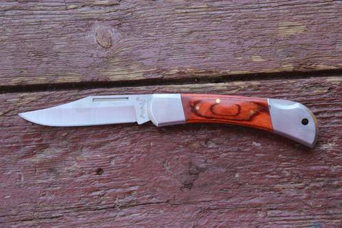 STAINLESS KNIFE WITH WOODEN HANDLE AND POUCH ***COMBINE ITEMS AND SAVE ON SHIPPING ***