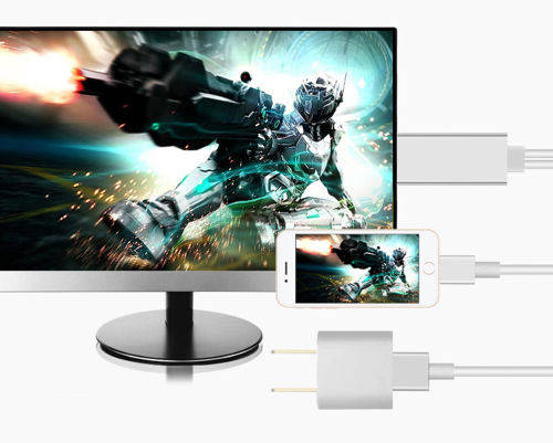 2M 8pin To HDMI HDTV TV 1080P Connector Cable Adapter w/USB For iPhone 5 and Up...