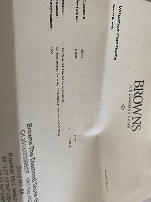 Browns - 18ct White gold claw set diamond earings 0.50ct