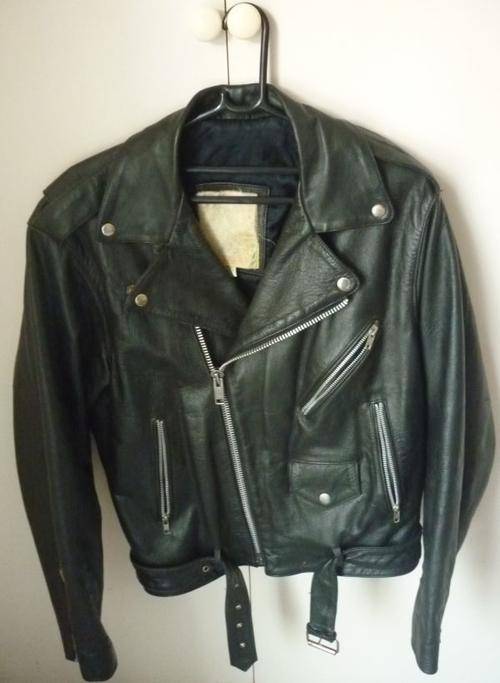 GENUINE LEATHER BIKER JACKET - MEDIUM