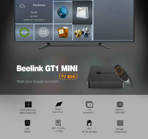 Beelink GT1 Mini (4GB RAM/64 ROM) Android 8.1 TV Box with Voice Remote ** DSTV Now, Netflix, Showmax
