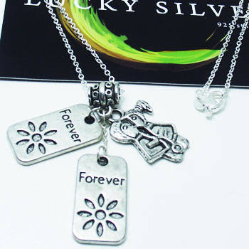 Tri-Charm Pendant & Silver Necklace