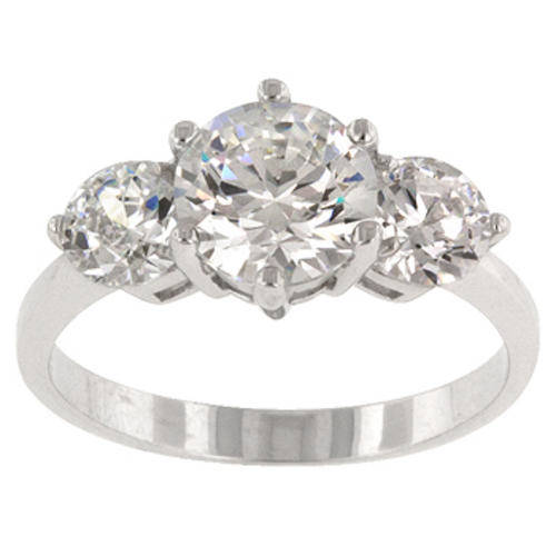 SOLID 925 STERLING SILVER CZ Classic Clear Triplet Anniversary Ring *USA IMPORT*