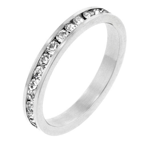 White Gold Wedding Stacker Ring with Clear CZ USA IMPORT