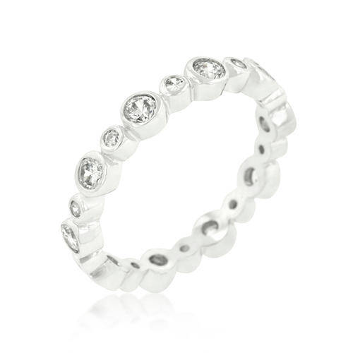 Alternating Bezel Linked CZ Eternity Band Wedding and Engagement Ring #8 *USA IMPORT* Local stock