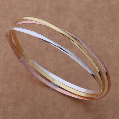 Sterling Silver-filled tri colour bangle Sale prices! LOCAL STOCK - AFFORDABLE COURIER DELIVERY