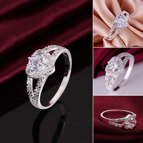 Sterling Silver - filled Ring #8 with simulated diamonds at LOW price NOW IN LOCAL STOCK 3 - 5  days