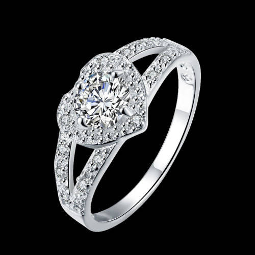 Sterling Silver - filled Ring #8 with simulated diamonds at LOW price NOW IN LOCAL STOCK 3 - 5  days