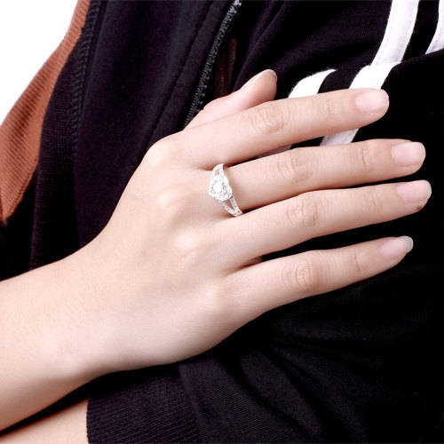 Sterling Silver - filled Ring #8 with simulated diamonds at LOW price NOW IN LOCAL STOCK 3 - 5  days