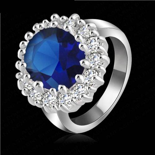 Fantastic price!! Sterling Silver - filled Sapphire Princess Kate Ring with simulated diamonds