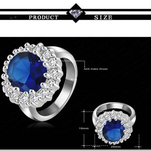 Fantastic price!! Sterling Silver - filled Sapphire Princess Kate Ring with simulated diamonds