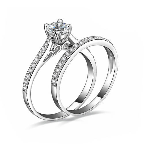 Fantastic price!! Sterling Silver - filled Engagement Wedding Ring Set with simulated diamonds #6-9