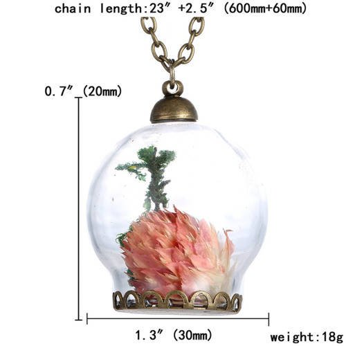Beautiful Bulb Pendant with Vintage Dried Flower Necklace