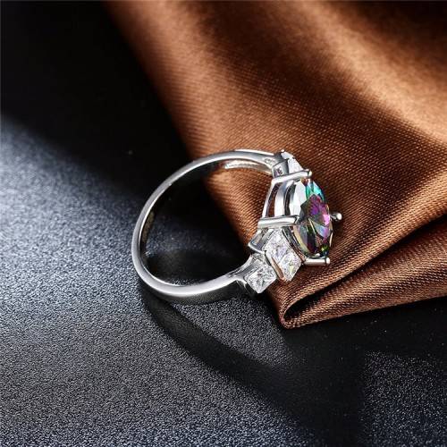 Fantastic price!! Sterling Silver - filled Ring with Simulated Mystic Topaz Stone   Sizes 6-8