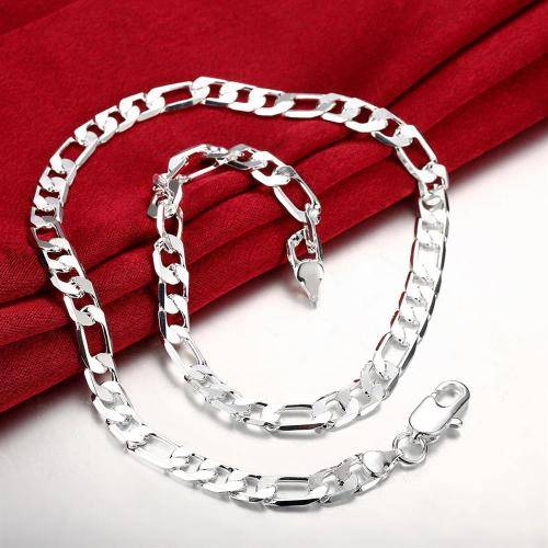 Silver Designer Figaro Men's Necklace 8mm