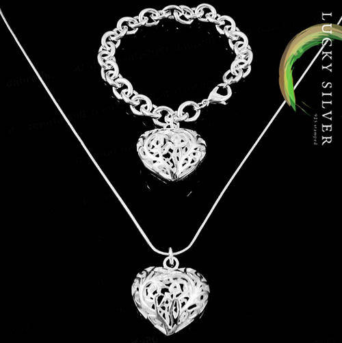 925 Sterling Silver Bracelet & Necklace Set
