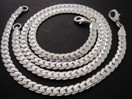 Men's Flat Silver Necklace and Bracelet Set - Ready to Ship!