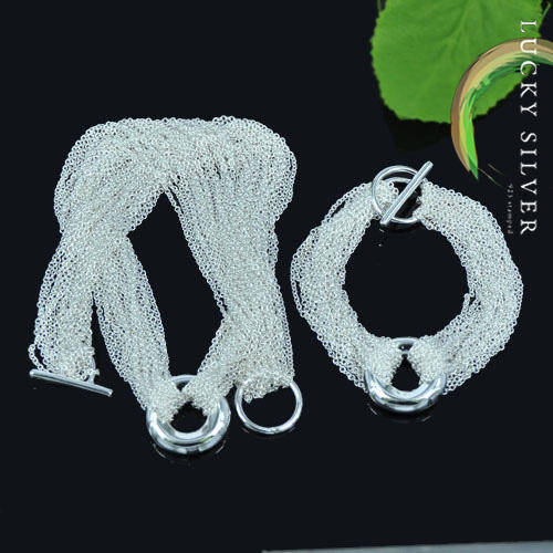 .925 sterling silver jewellery set necklace bracelet earring pendant